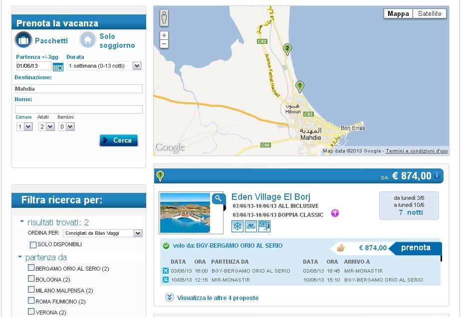 Eden Viaggi, nuovo booking online sulla Tunisia