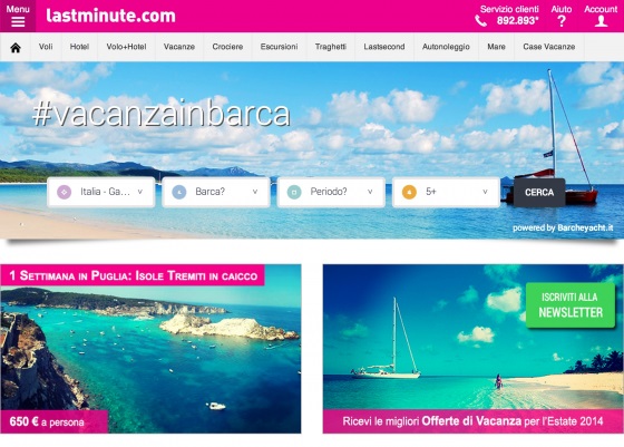Lastminute.com: prenotazioni vacanze in barca con Barcheyacht.it