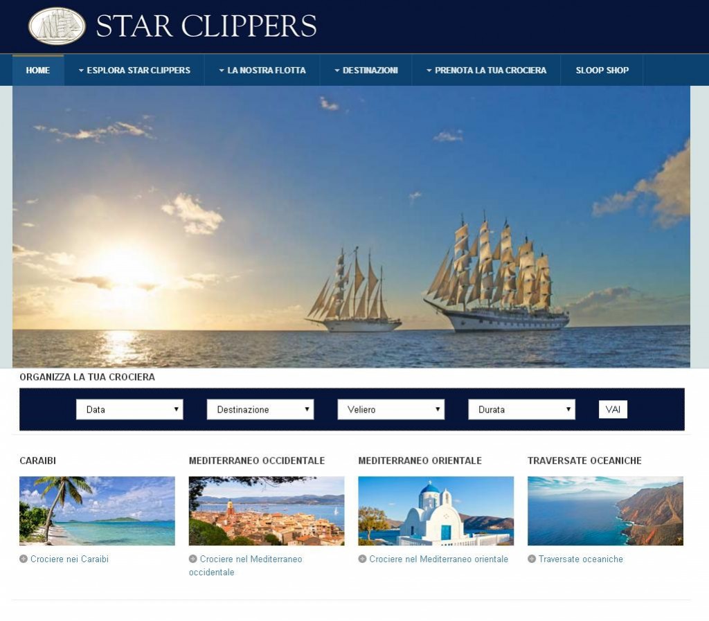 Star Clippers rinnova il sito, da oggi anche in italiano