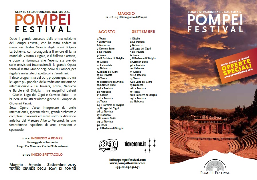 Pompei Festival: fino al 20% di commissioni per gli agenti di viaggio