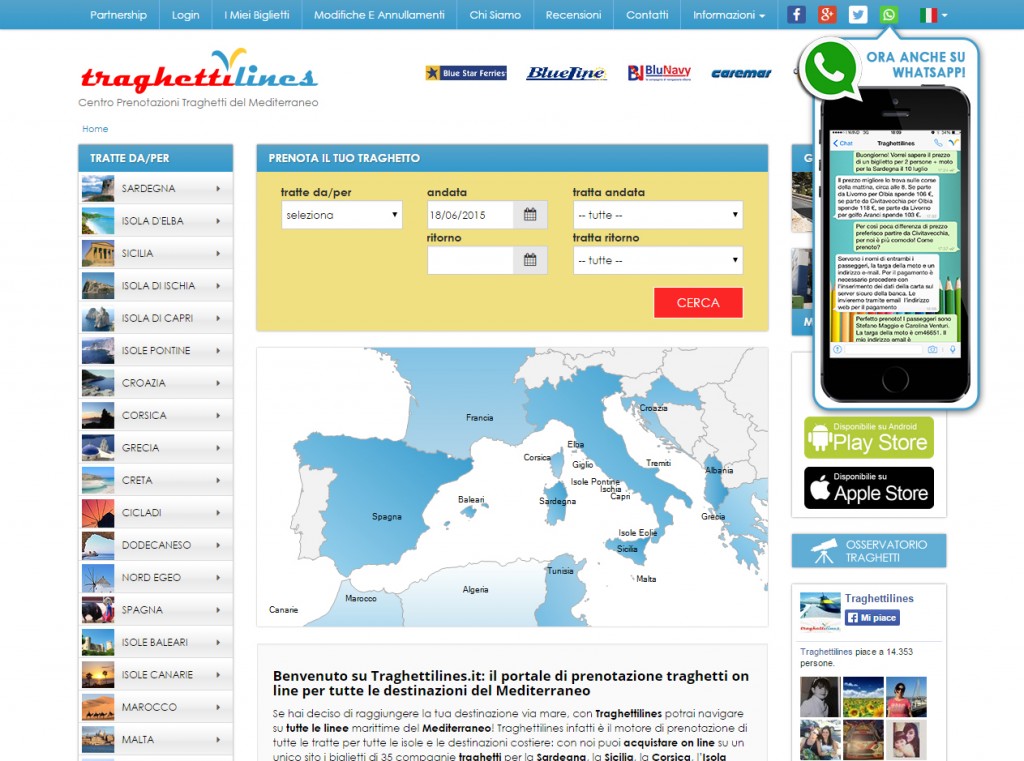 Traghettilines: traghetti prenotabili con WhatsApp