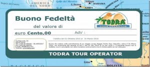 Buono fedeltà da 100 euro per le agenzie da Todrà Tour Operator