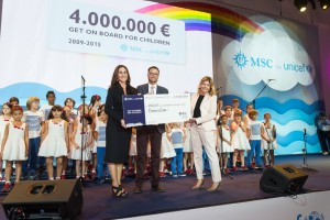 Msc Crociere consegna a Unicef un assegno di 4 milioni di euro