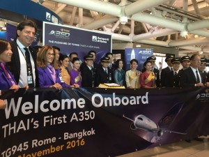 Thai Airways: l’A350-900 debutta a Roma Fiumicino