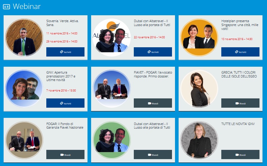 Tutti i prossimi webinar: Gnv, Slovenia, Hotelplan, Dubai-Albatravel
