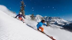 Salisburghese in primo piano, sci ai piedi