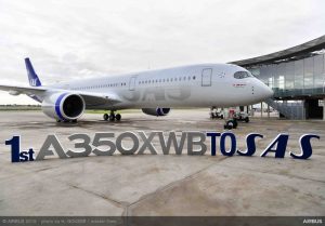 Sas: il primo A350XWB volerà da fine gennaio sulla Copenaghen-Chicago