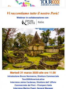 Tour2000AmericaLatina organizza un webinar con Promperù