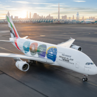 Emirates e il tennis: l'A380 con la livrea dei 4 tornei del Grande Slam arriva a Melbourne