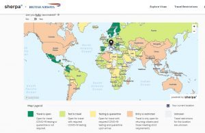 British Airways: mappa interattiva con le norme su restrizioni di viaggio e requisiti di ingresso