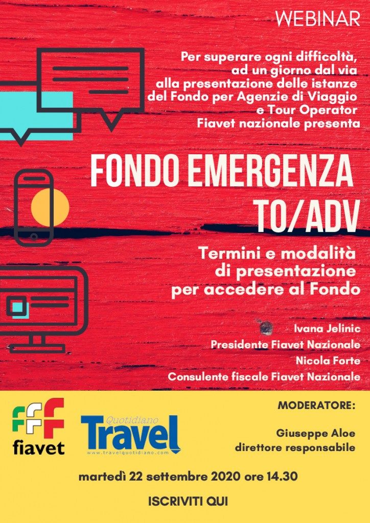 Webinar Fiavet per il Fondo emergenza il 22 settembre alle 14,30