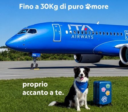 Ita Airways: in vendita da oggi e operativo dal 3 agosto il servizio “Large Dog On Board”