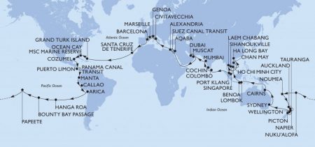Msc Crociere apre le prenotazioni per la World Cruise 2028