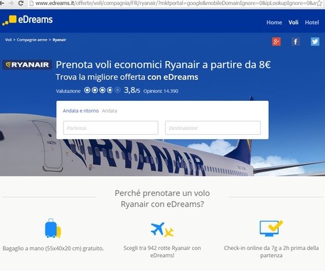 Ryanair si scaglia contro eDreams e Google