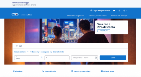 Ita Airways: nuovi sito web e app, armonizzati con la piattaforma del gruppo Lufthansa